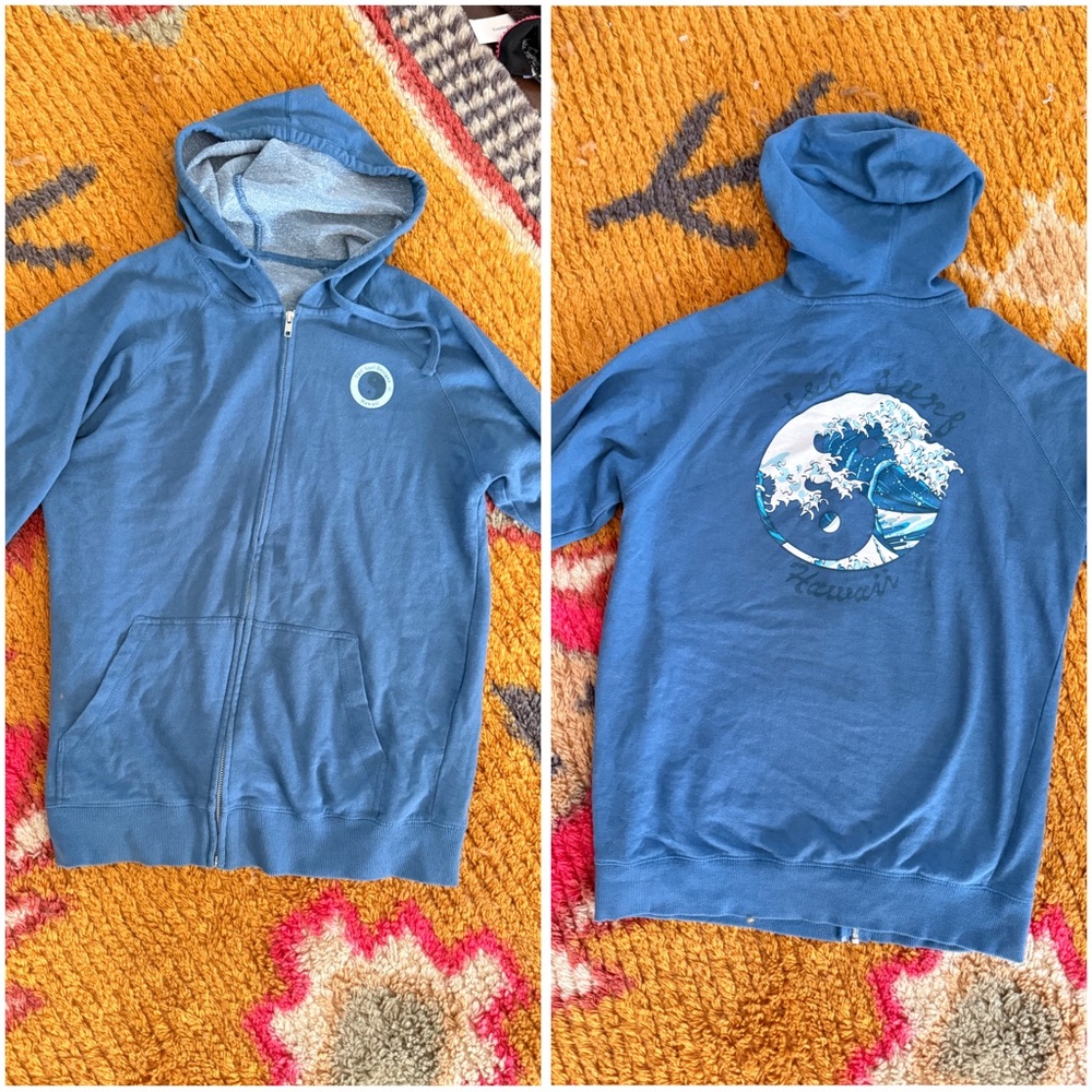 T&c surf Hawaii blue zip up hoodie